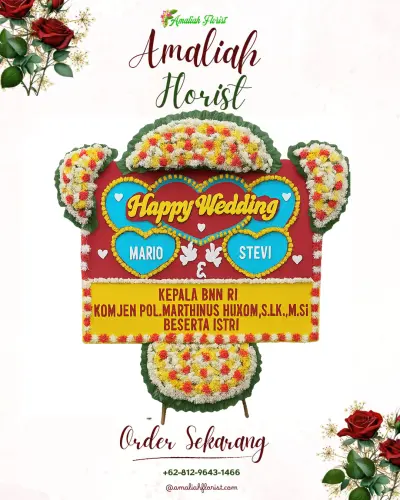 Karangan Papan Bunga Pernikahan di Salaman
